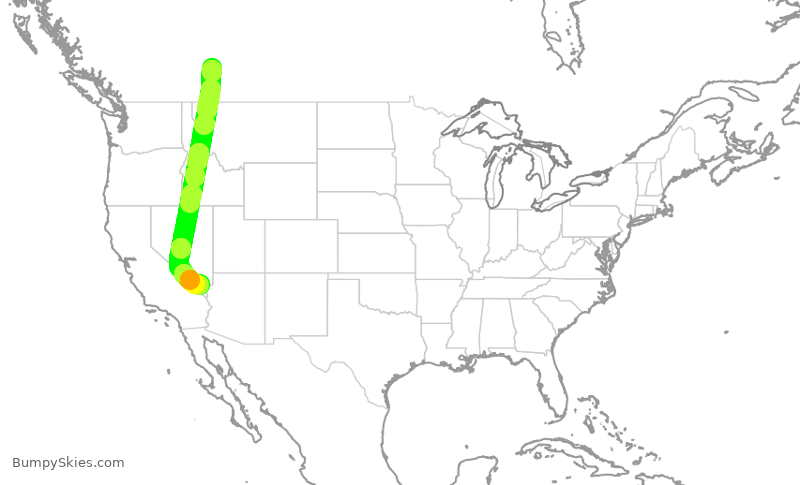 Turbulence forecast map for WJA1086, YYC to LAS