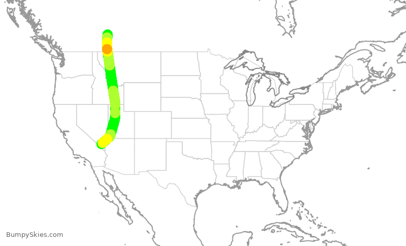 Turbulence forecast map for WJA1088, YYC to LAS