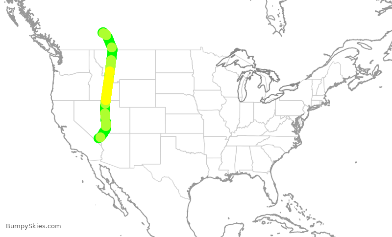Turbulence forecast map for WJA1089, LAS to YYC
