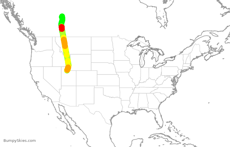 Turbulence forecast map for WJA1125, SLC to YEG