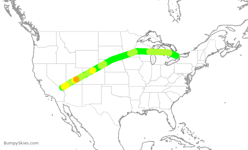 Turbulence forecast map for WJA1152, YYZ to LAS
