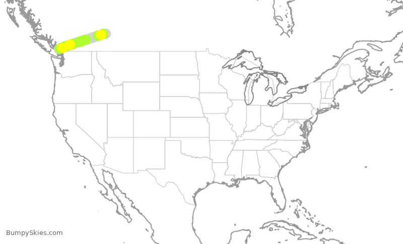 Turbulence forecast map for WJA115, YYC to YVR