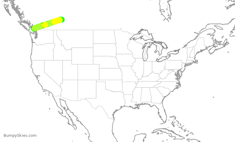 Turbulence forecast map for WJA117, YYC to YVR