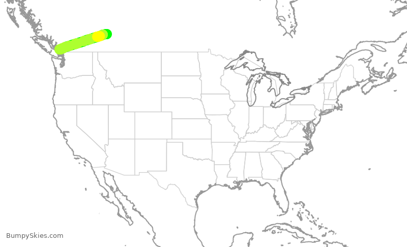 Turbulence forecast map for WJA125, YYC to YVR