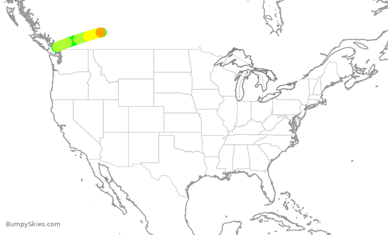 Turbulence forecast map for WJA133, YYC to YVR
