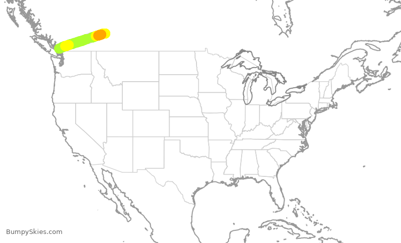 Turbulence forecast map for WJA137, YYC to YVR