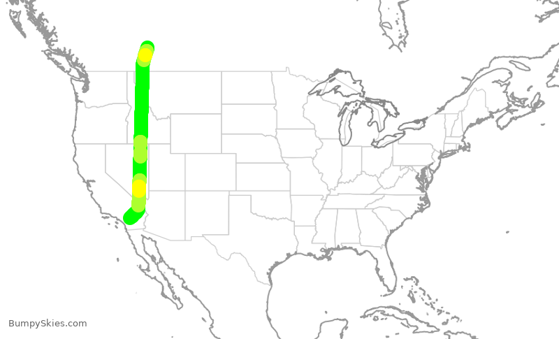 Turbulence forecast map for WJA1460, YYC to PSP