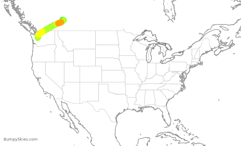 Turbulence forecast map for WJA1555, SEA to YYC