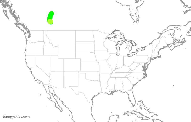 Turbulence forecast map for WJA155, YEG to YYC