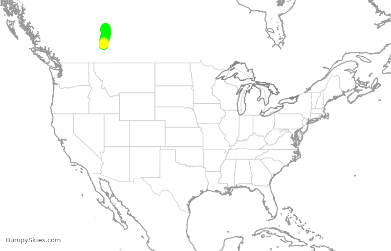 Turbulence forecast map for WJA158, YYC to YEG