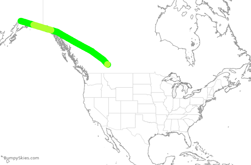 Turbulence forecast map for WJA1640, YYC to ANC