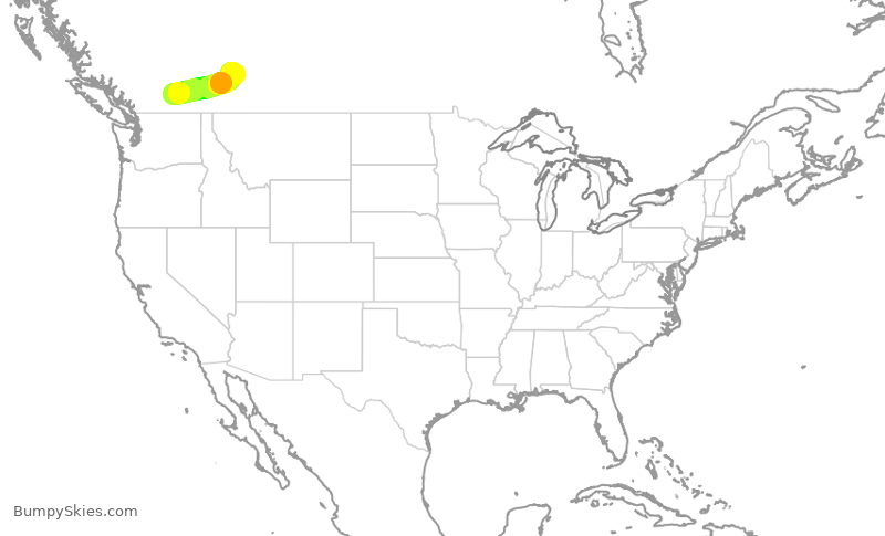 Turbulence forecast map for WJA180, YLW to YYC