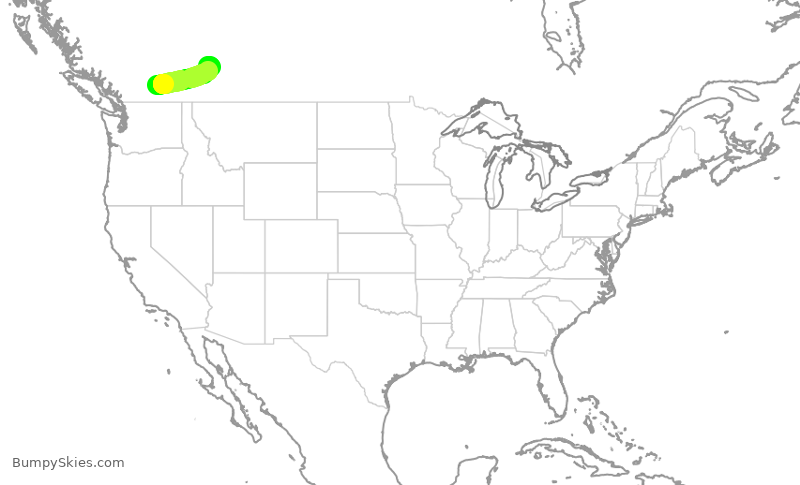 Turbulence forecast map for WJA182, YLW to YYC