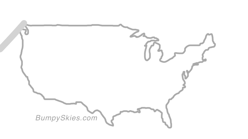 Map of continental US with illustrated flight path and turbulence forecast (described in text below)