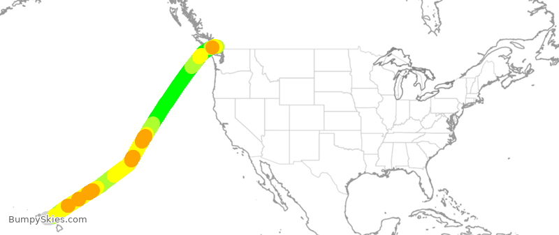 Turbulence forecast map for WJA1865, HNL to YVR