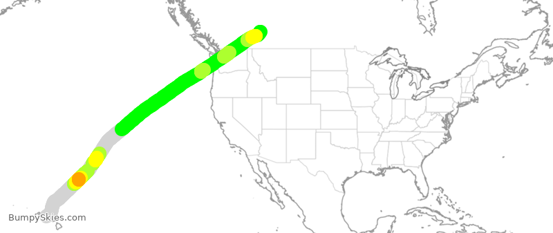 Turbulence forecast map for WJA1867, HNL to YYC