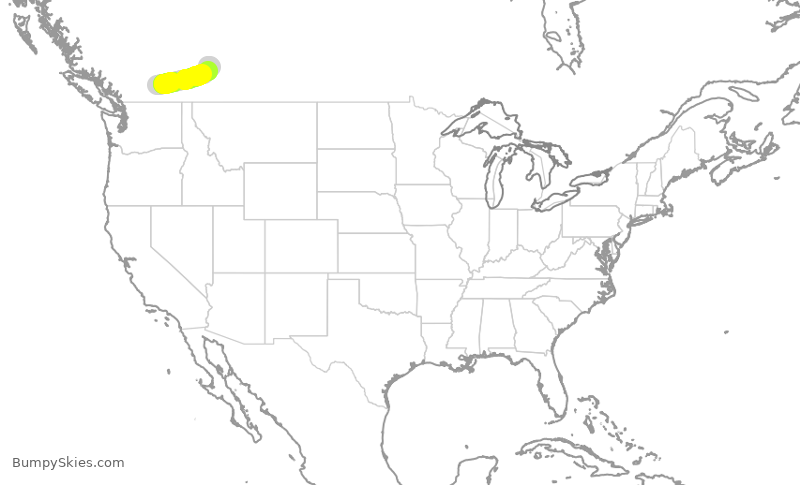 Turbulence forecast map for WJA186, YLW to YYC