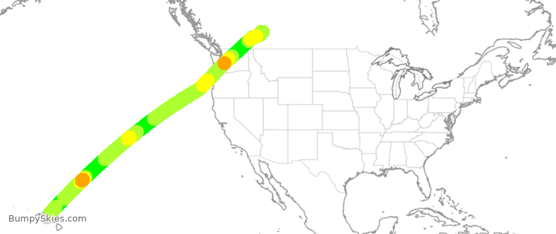 Turbulence forecast map for WJA1877, HNL to YYC