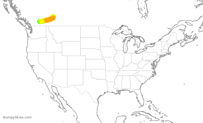 Turbulence forecast map for WJA196, YLW to YYC