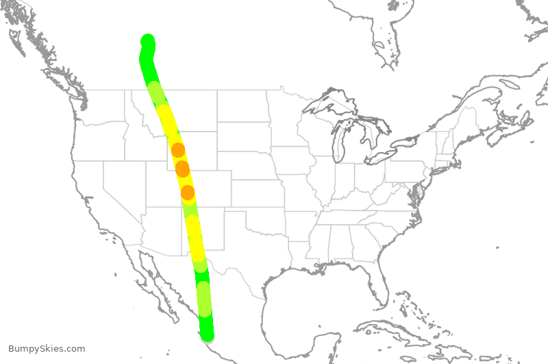 Turbulence forecast map for WJA2113, MPR to YEG