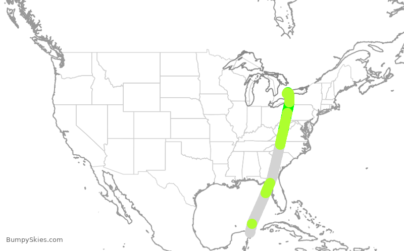 Turbulence forecast map for WJA2131, MUN to YYZ