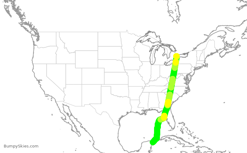 Turbulence forecast map for WJA2138, YYZ to CUN