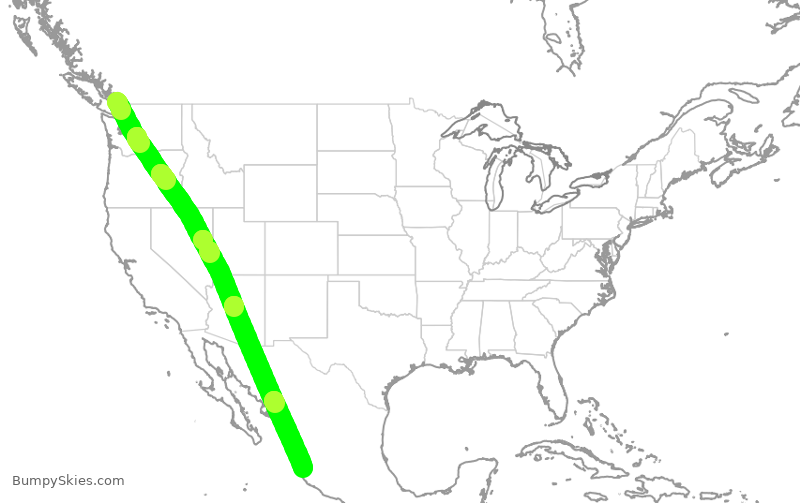 Turbulence forecast map for WJA2150, YVR to PVR