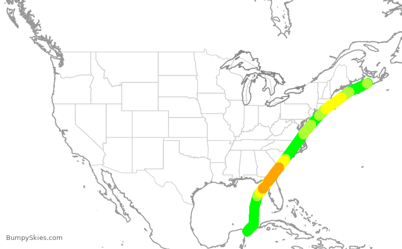 Turbulence forecast map for WJA2174, YHZ to MUN