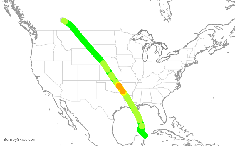 Turbulence forecast map for WJA2200, YYC to MUN
