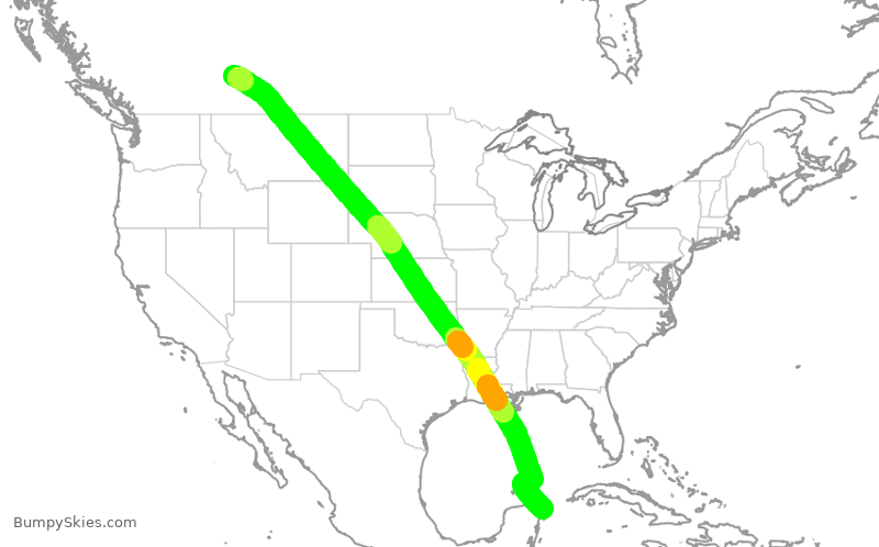 Turbulence forecast map for WJA2202, YYC to MUN
