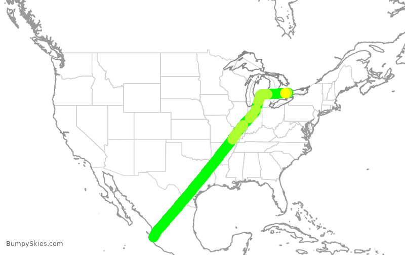 Turbulence forecast map for WJA2220, YYZ to PVR