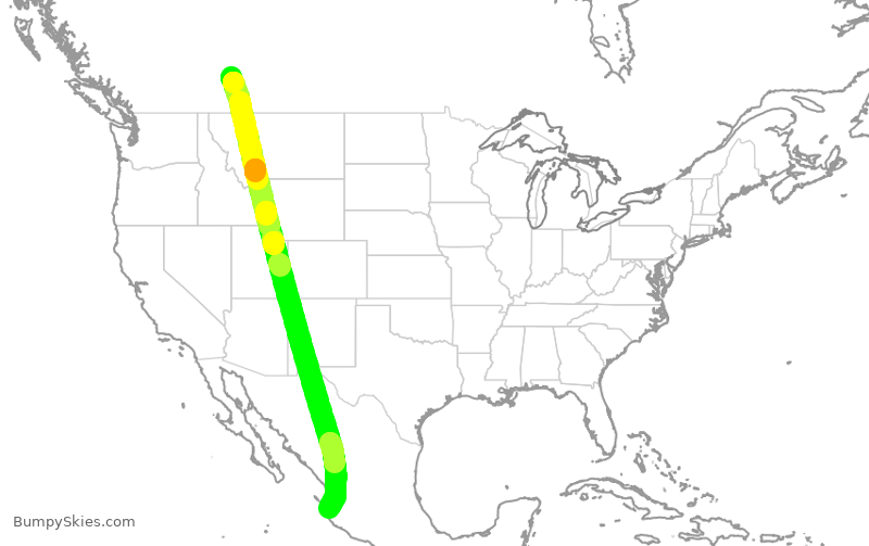 Turbulence forecast map for WJA2240, YYC to MPR