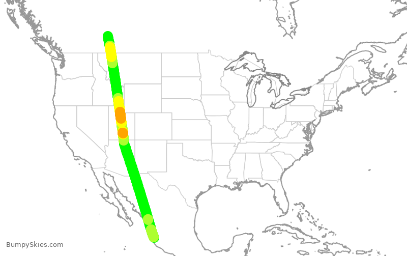 Turbulence forecast map for WJA2242, YYC to PVR