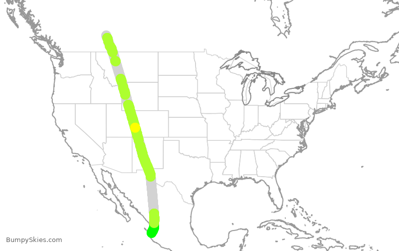 Turbulence forecast map for WJA2246, YYC to PVR