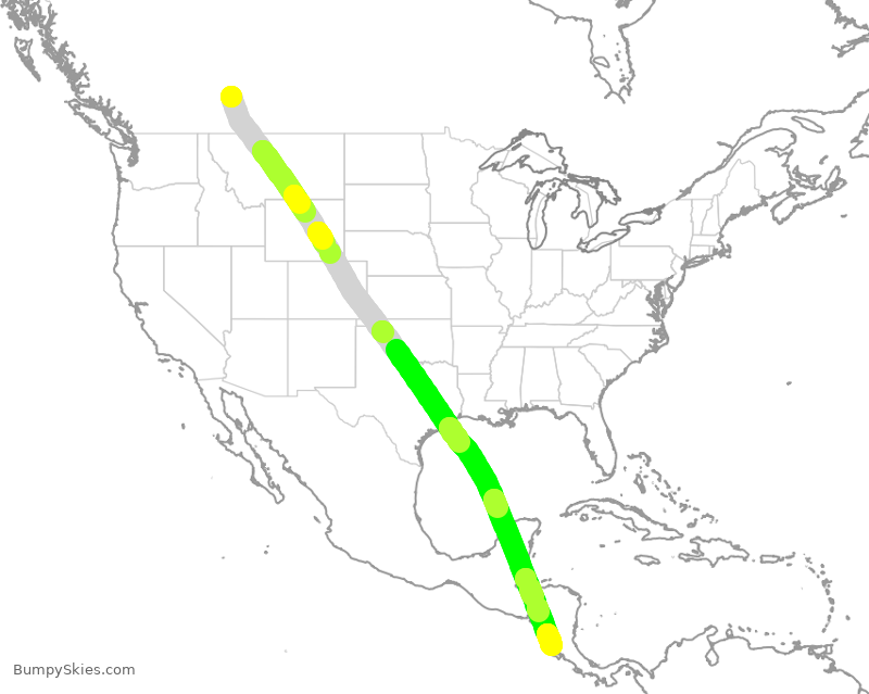 Turbulence forecast map for WJA2260, YYC to LIR