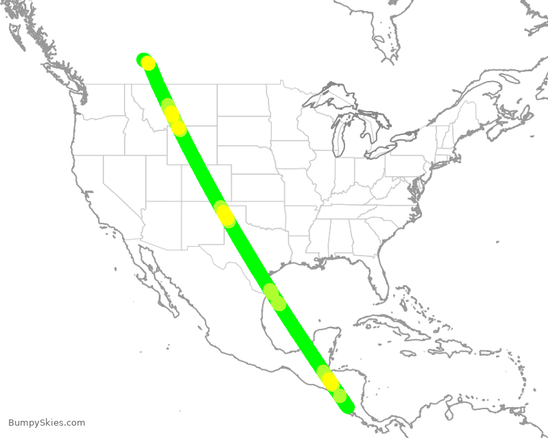 Turbulence forecast map for WJA2261, RLB to YYC