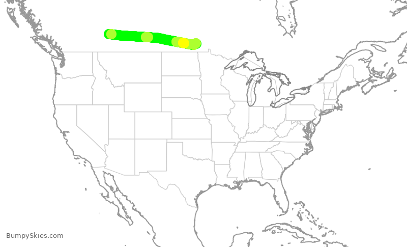 Turbulence forecast map for WJA230, YYC to YWG