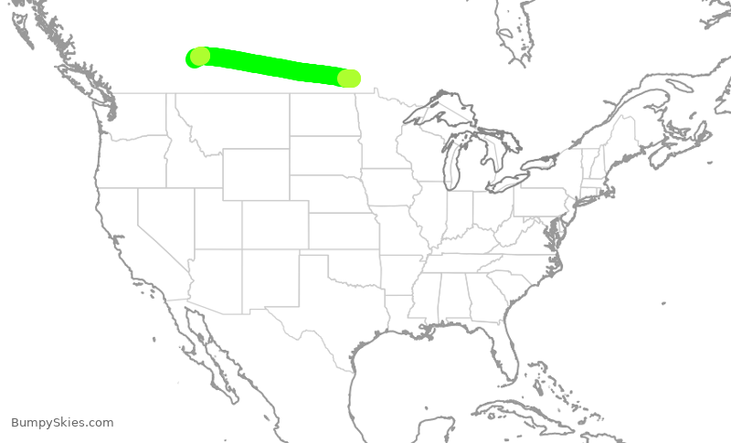 Turbulence forecast map for WJA231, YWG to YYC