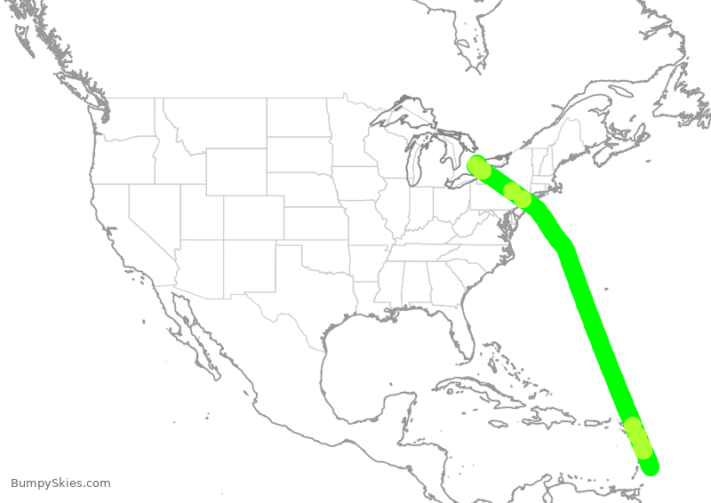 Turbulence forecast map for WJA2513, BGI to YYZ