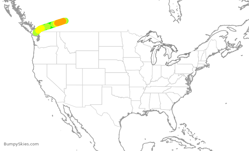 Turbulence forecast map for WJA261, YYC to YYJ