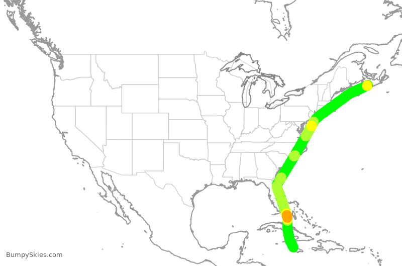 Turbulence forecast map for WJA2638, YHZ to KJS