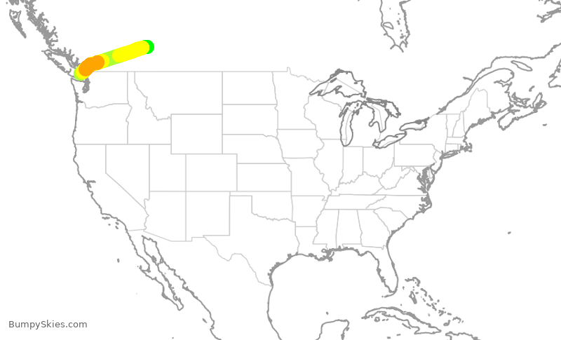 Turbulence forecast map for WJA263, YYC to YYJ