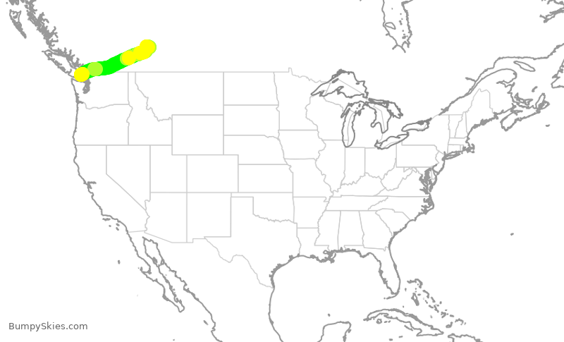 Turbulence forecast map for WJA264, YYJ to YYC