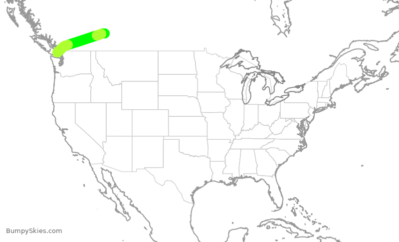 Turbulence forecast map for WJA267, YYC to YYJ