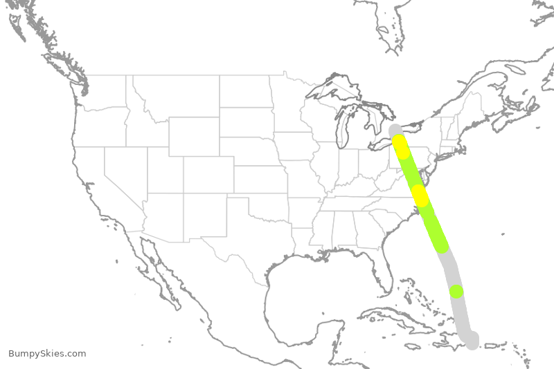 Turbulence forecast map for WJA2738, YYZ to DLR