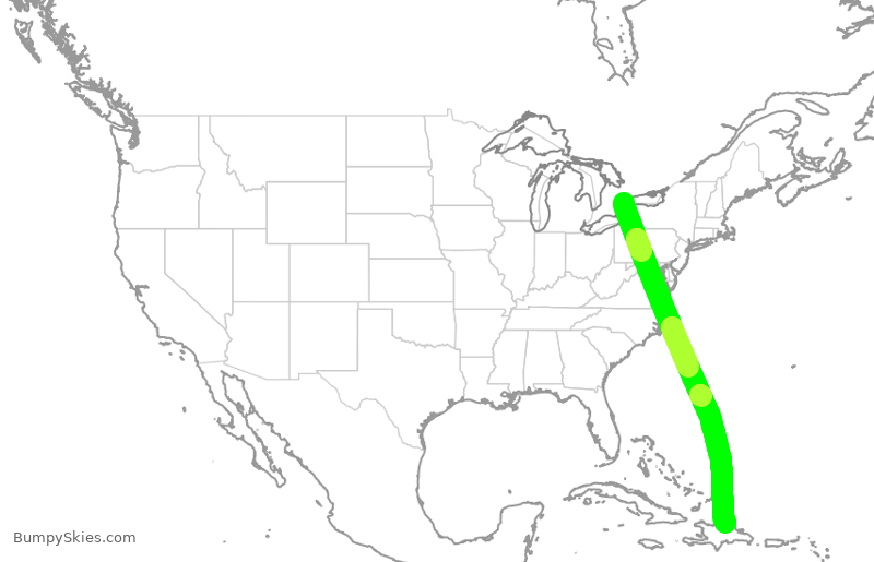 Turbulence forecast map for WJA2740, YYZ to POP