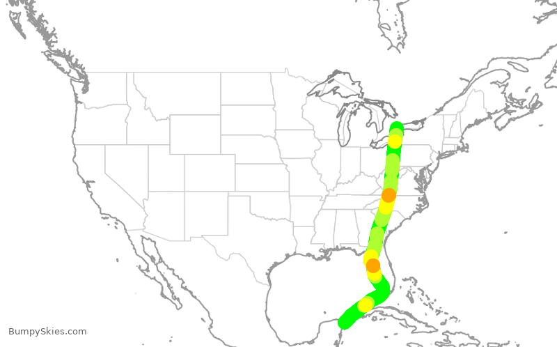 Turbulence forecast map for WJA2774, YYZ to CUN