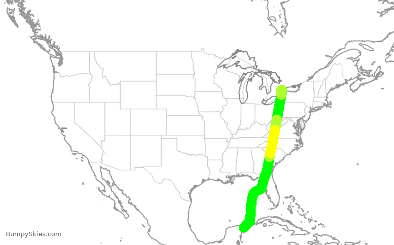 Turbulence forecast map for WJA2776, YYZ to MUN