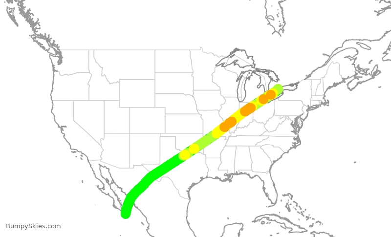 Turbulence forecast map for WJA2784, YYZ to SJD