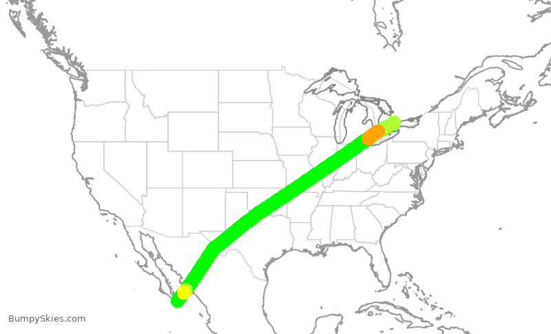 Turbulence forecast map for WJA2785, SJD to YYZ